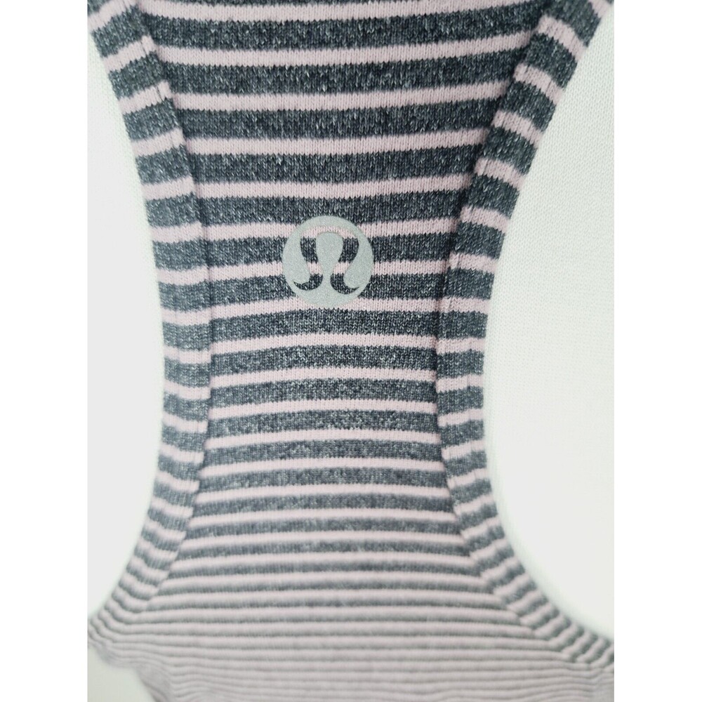 Lululemon Cool Racerback Tank Top Size 4/6 Grey Pink Striped Yoga Pilates Fitted - Picture 5 of 6